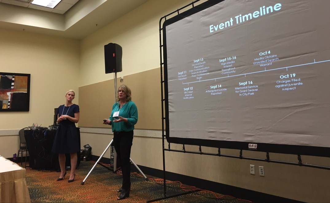 Molly Miller and Linda Jager present on their crisis communications response to the Pink deaths in Park City